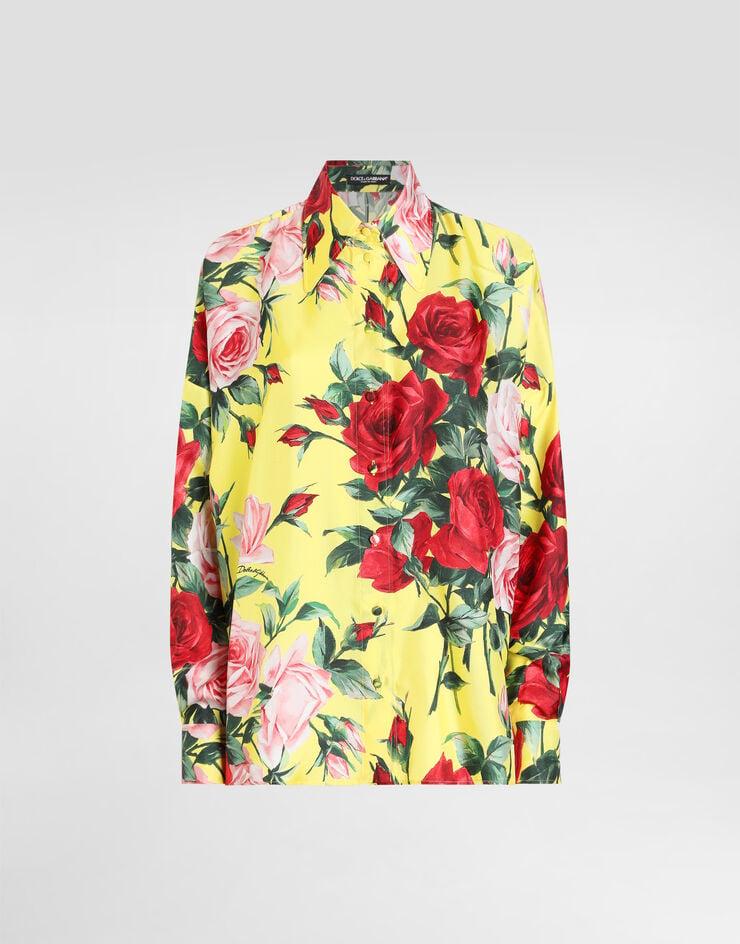 Dolce & Gabbana Camisa holgada de sarga de seda con estampado Bouquet
