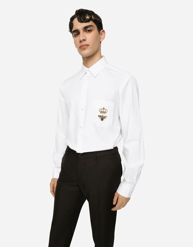 Dolce & Gabbana Camisa Martini De Algodón Con Bordado