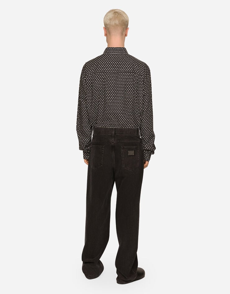 Dolce & Gabbana Camisa Oversize De Popelina Con Estampado Del Logotipo DG