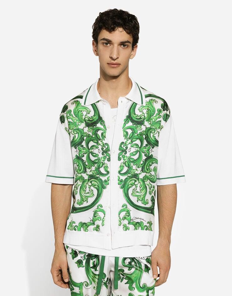 Dolce & Gabbana Camisa Oversize De Tejido Y Seda Con Estampado Maiolica