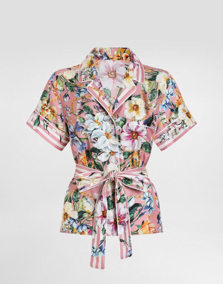 Dolce & Gabbana Camisa pijama de sarga con estampado de flores
