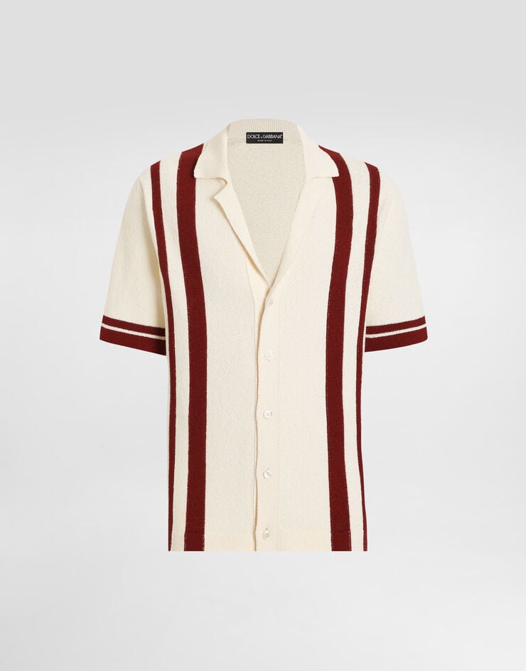 Dolce & Gabbana Camisa polo de punto de algodón intarsia a raya