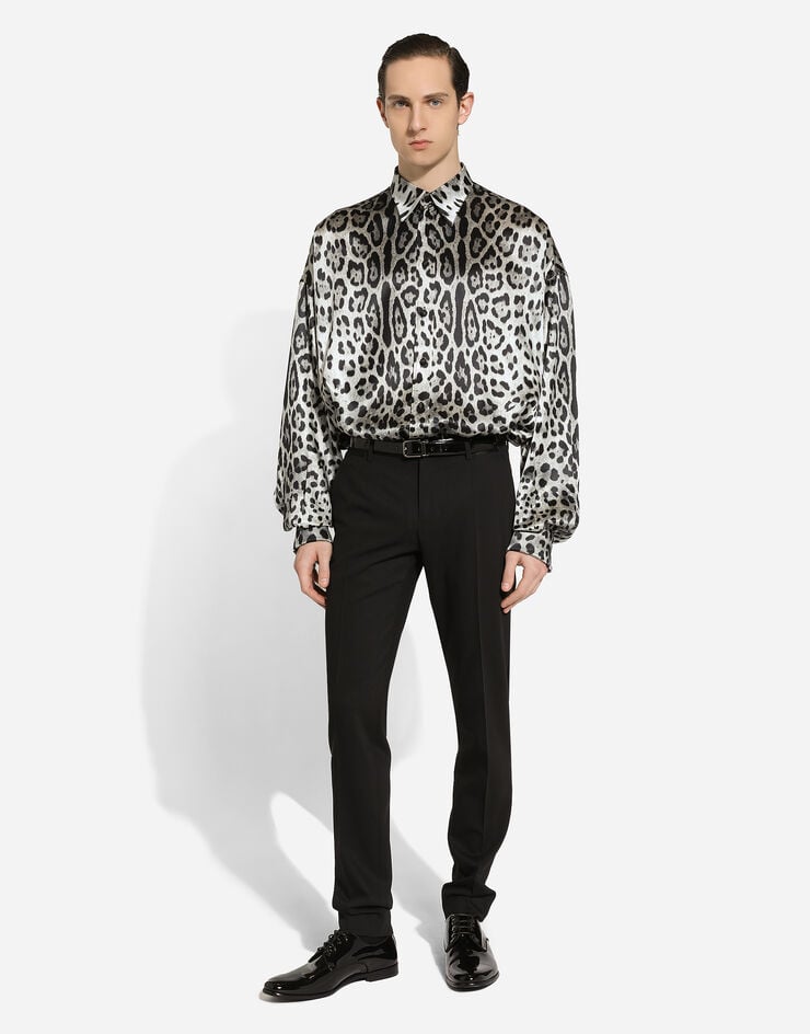 Dolce & Gabbana Camisa Superoversize De Seda Con Estampado De Leopardo