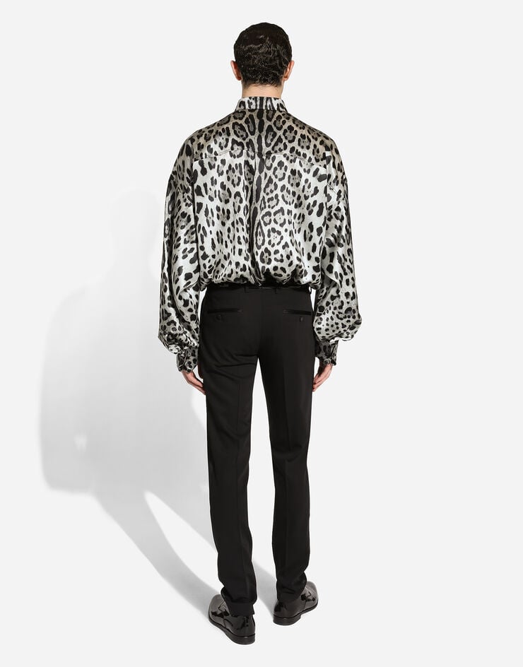 Dolce & Gabbana Camisa Superoversize De Seda Con Estampado De Leopardo
