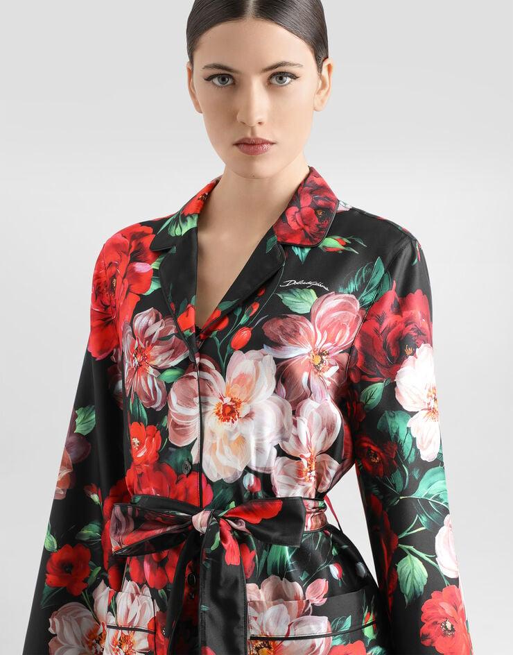 Dolce & Gabbana Camisa Tipo Pijama De Sarga Con Manga Larga Y Estampado De Rosas