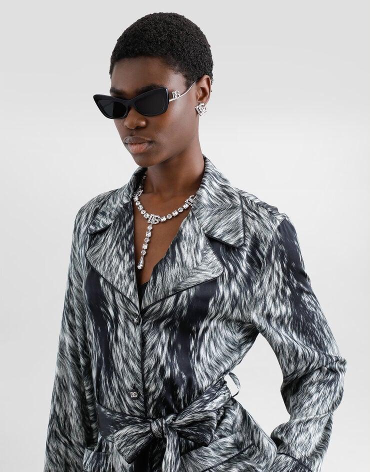 Dolce & Gabbana Camisa Tipo Pijama En Raso De Seda Con Estampado De Piel De Animal