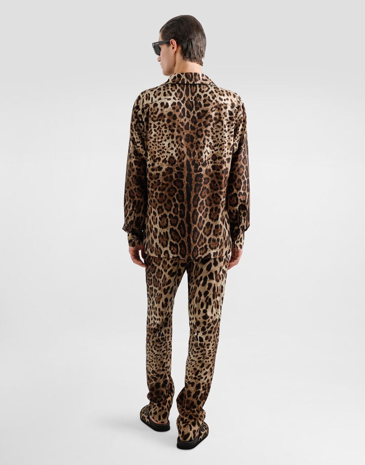 Dolce & Gabbana Camisa Vanity De Seda Con Estampado Leopardo