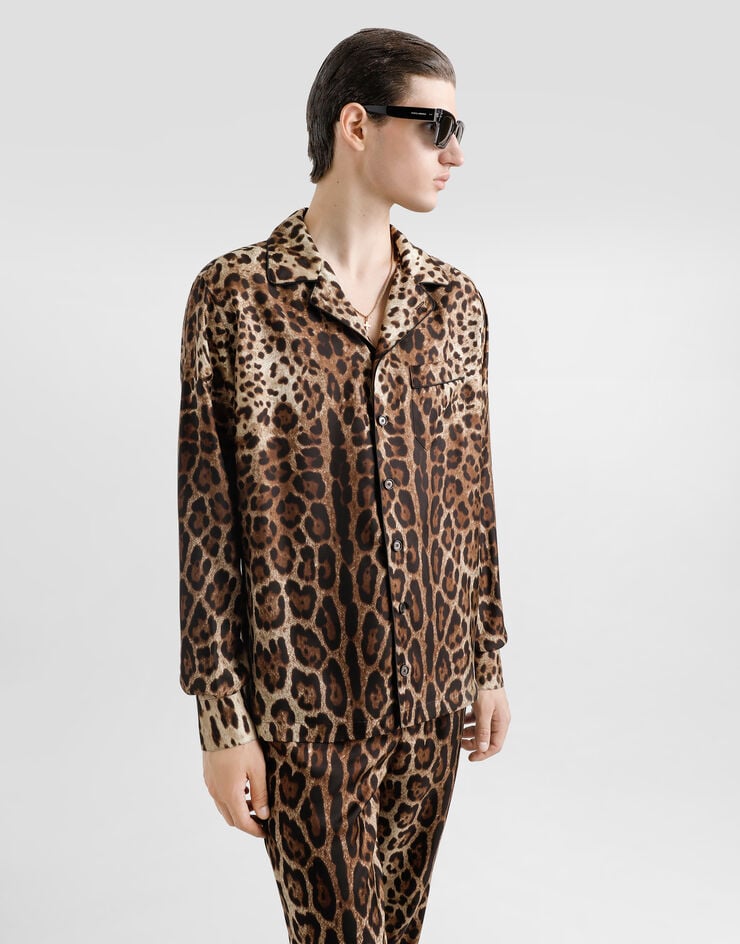 Dolce & Gabbana Camisa Vanity De Seda Con Estampado Leopardo