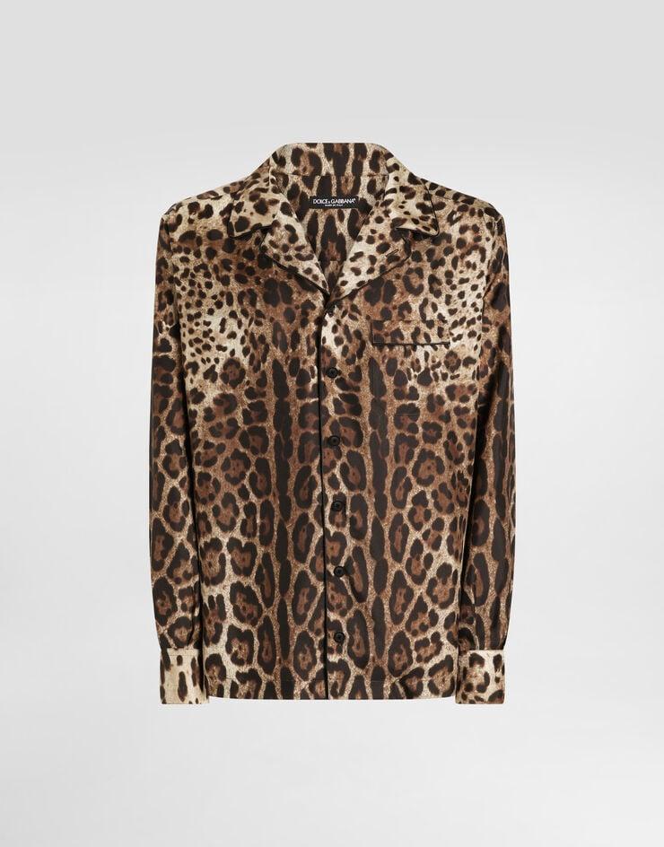 Dolce & Gabbana Camisa vanity de seda con estampado Leopardo