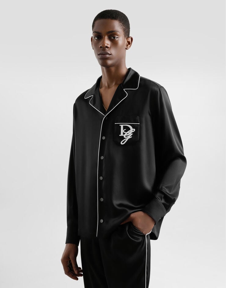 Dolce & Gabbana Camisa Vanity De Seda Con Logotipo Bordado