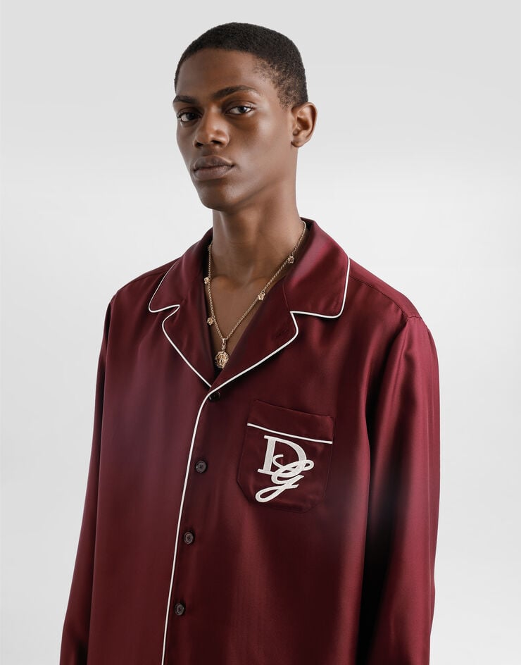 Dolce & Gabbana Camisa Vanity De Seda Con Logotipo Bordado