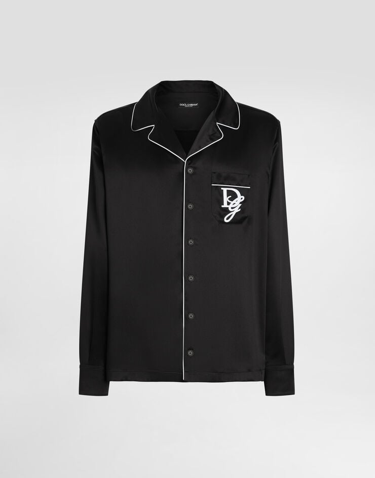 Dolce & Gabbana Camisa vanity de seda con logotipo bordado