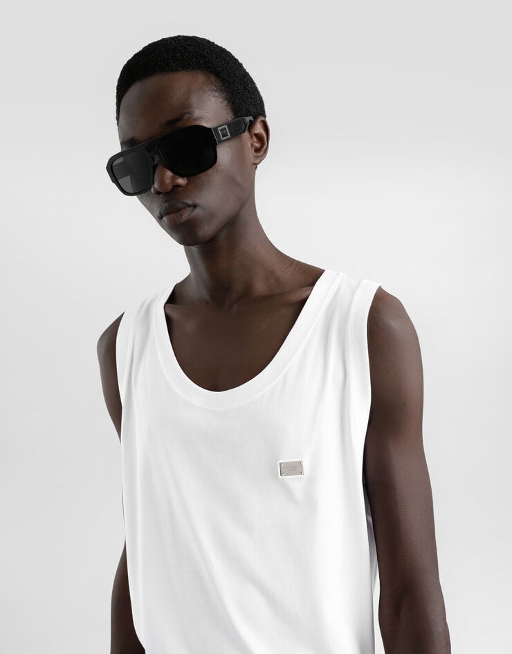 Dolce & Gabbana Camiseta Amplia Sin Mangas De Algodón Con Placa