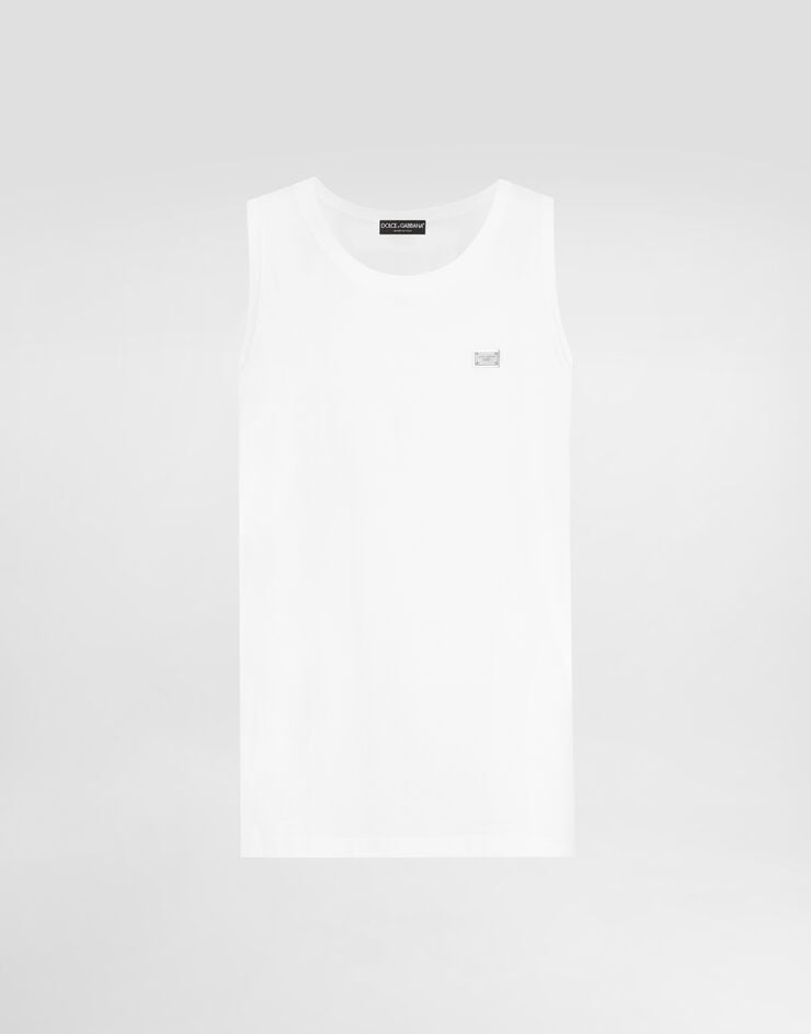 Dolce & Gabbana Camiseta amplia sin mangas de algodón con placa