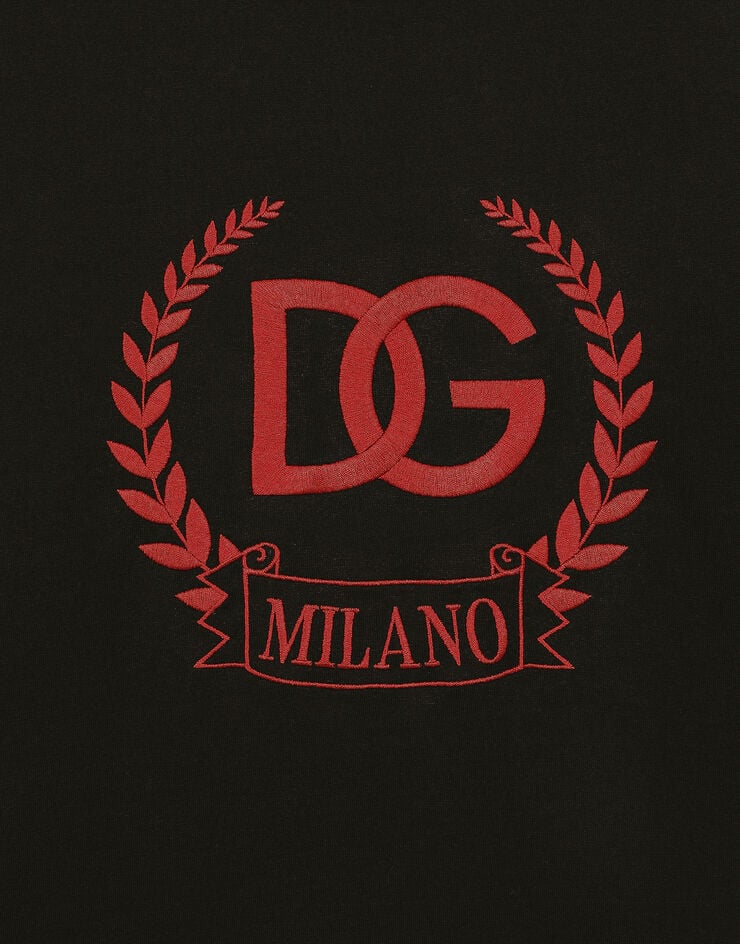 Dolce & Gabbana Camiseta De Algodón Con Bordado Del Logotipo DG Milano