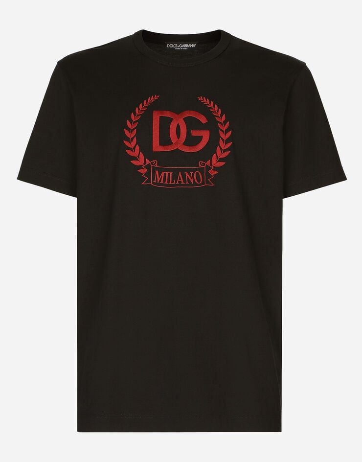 Dolce & Gabbana Camiseta de algodón con bordado del logotipo DG Milano
