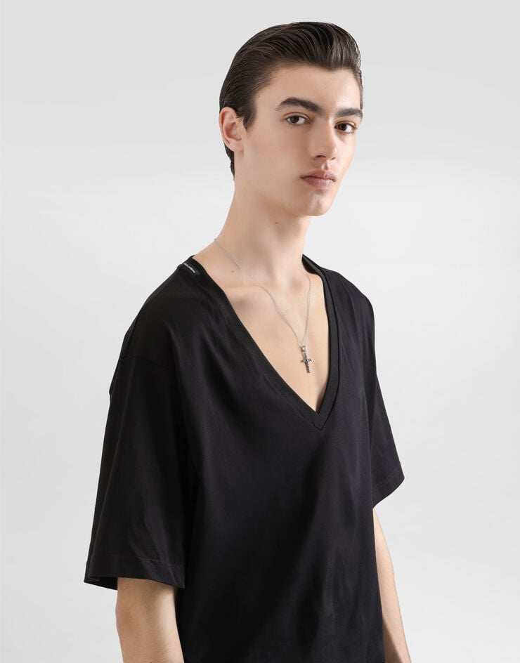 Dolce & Gabbana Camiseta De Algodón Con Cuello De Pico