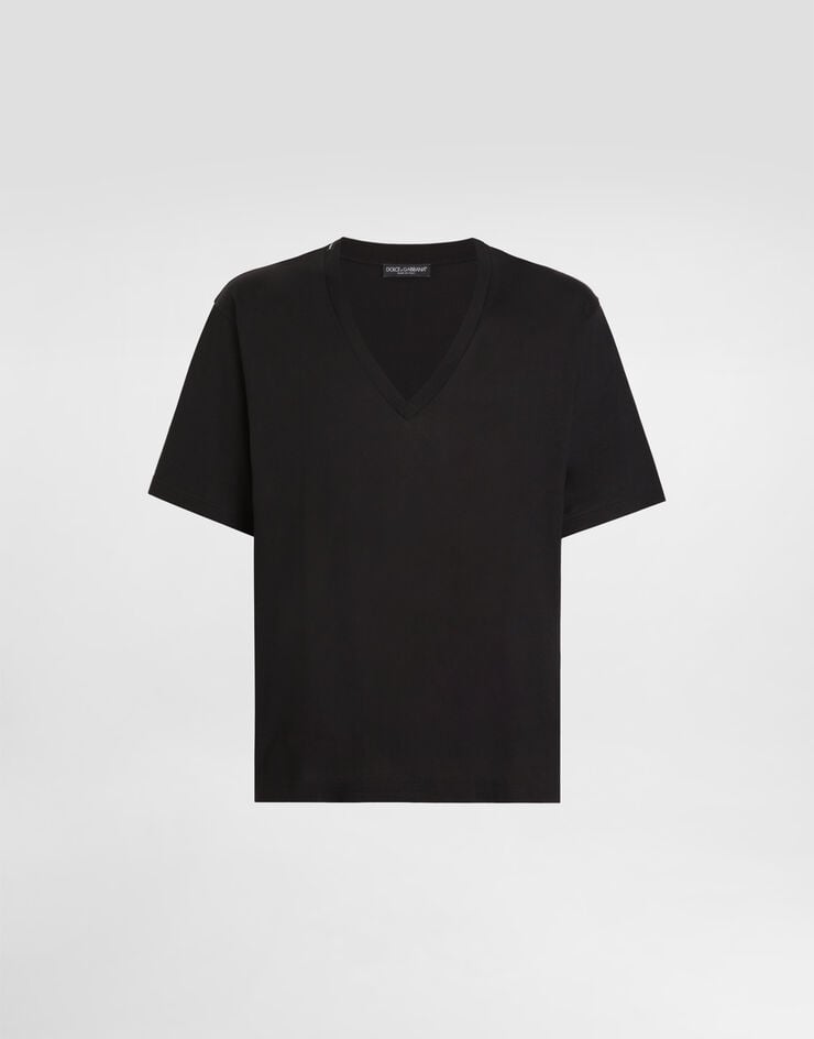 Dolce & Gabbana Camiseta de algodón con cuello de pico