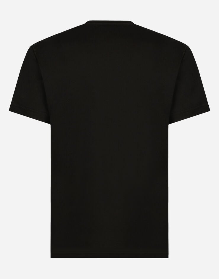 Dolce & Gabbana Camiseta De Algodón Con Cuello De Pico Y Placa Con Logotipo