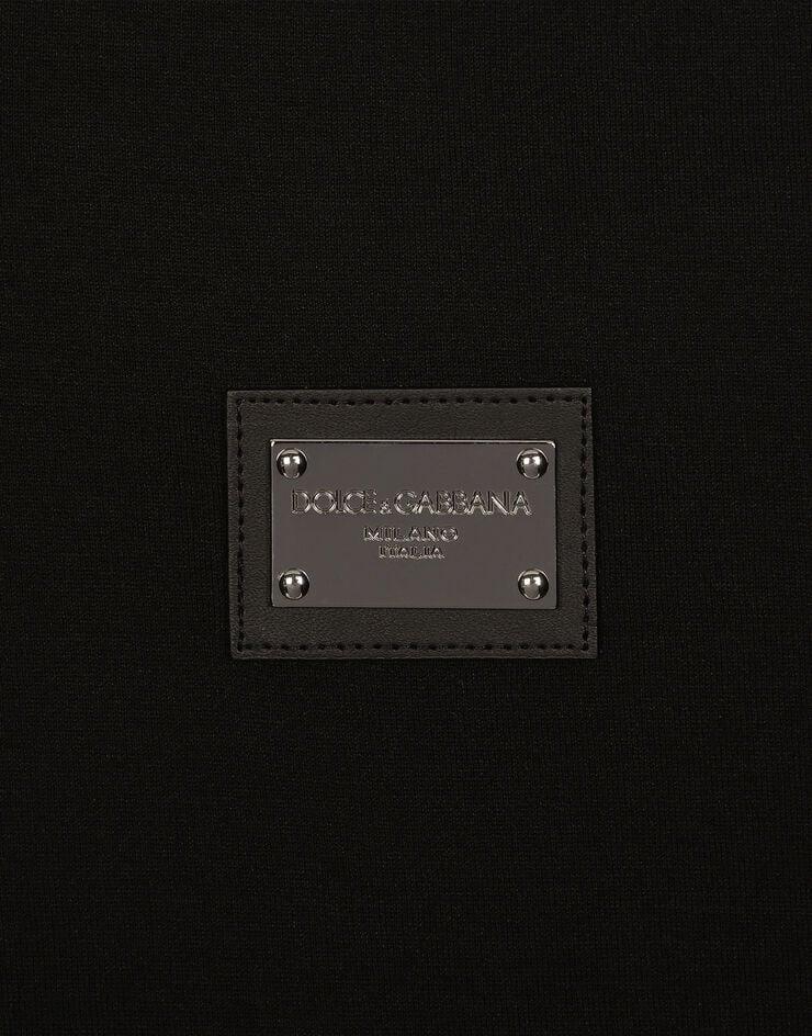 Dolce & Gabbana Camiseta De Algodón Con Cuello De Pico Y Placa Con Logotipo