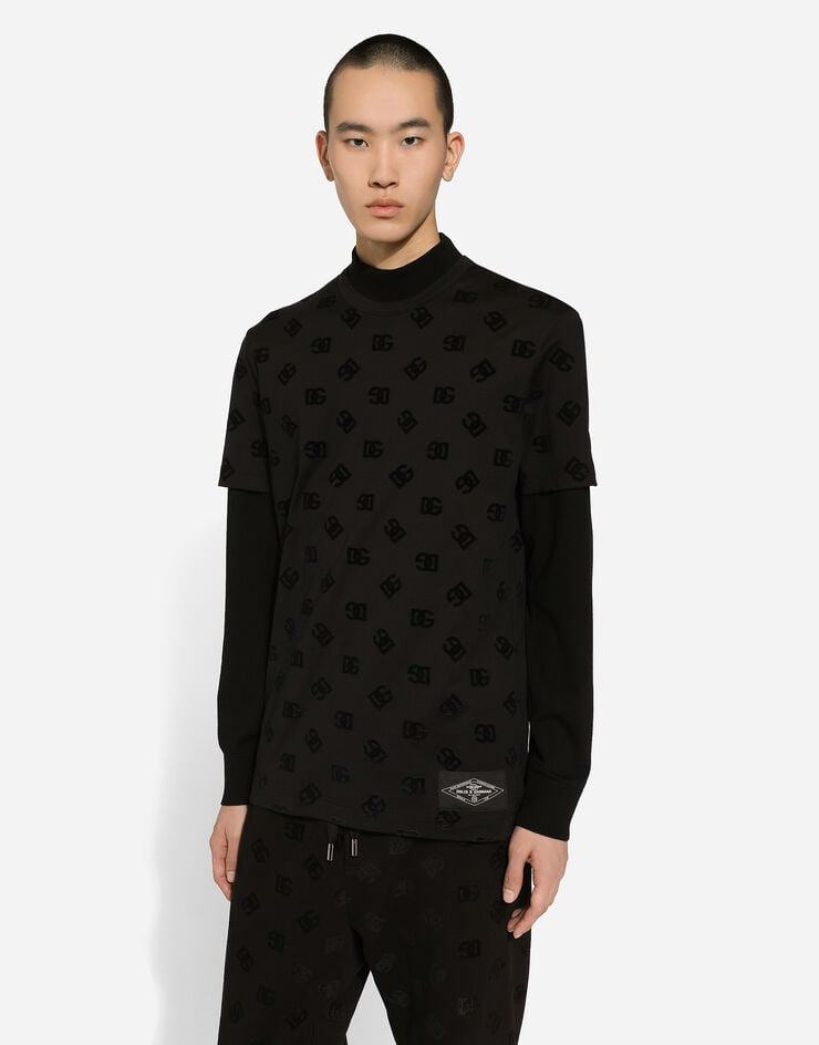 Dolce & Gabbana Camiseta De Algodón Con Estampado Integral De DG Aterciopelado