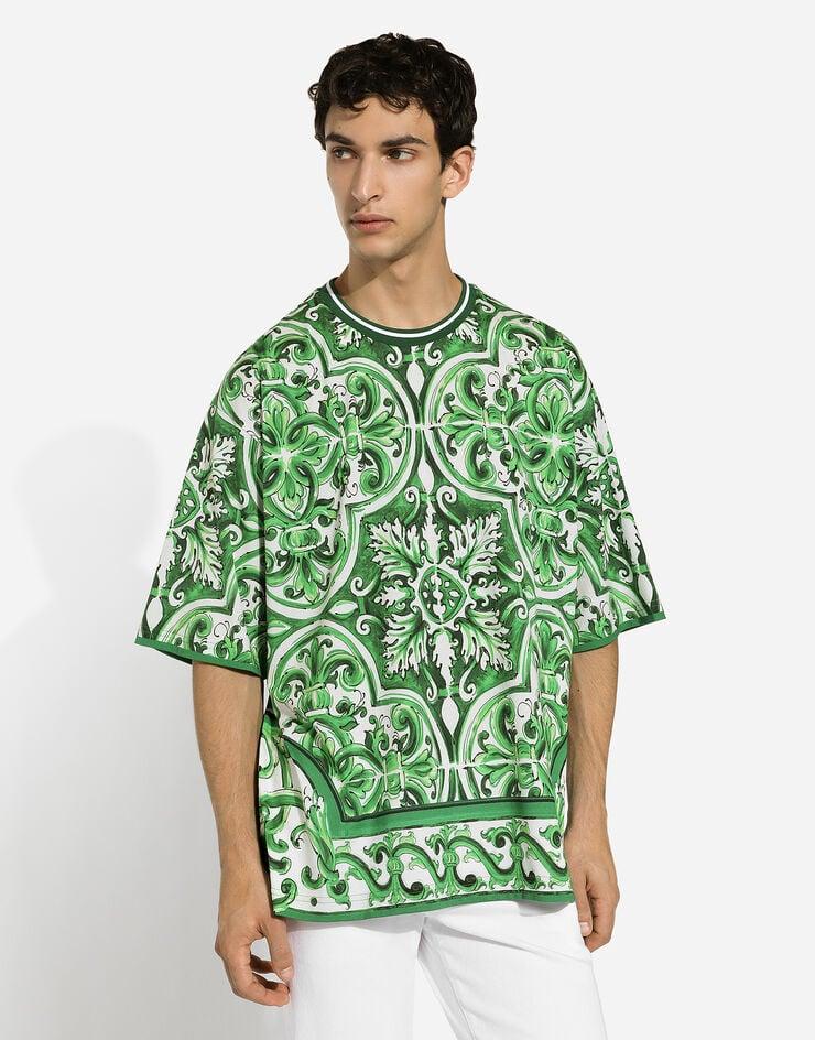 Dolce & Gabbana Camiseta De Algodón Con Estampado Maiolica