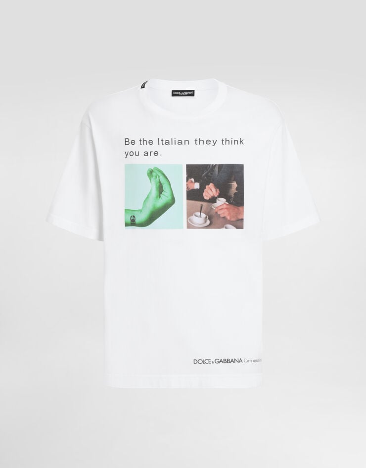 Dolce & Gabbana Camiseta de algodón con estampado Mano y Tacita