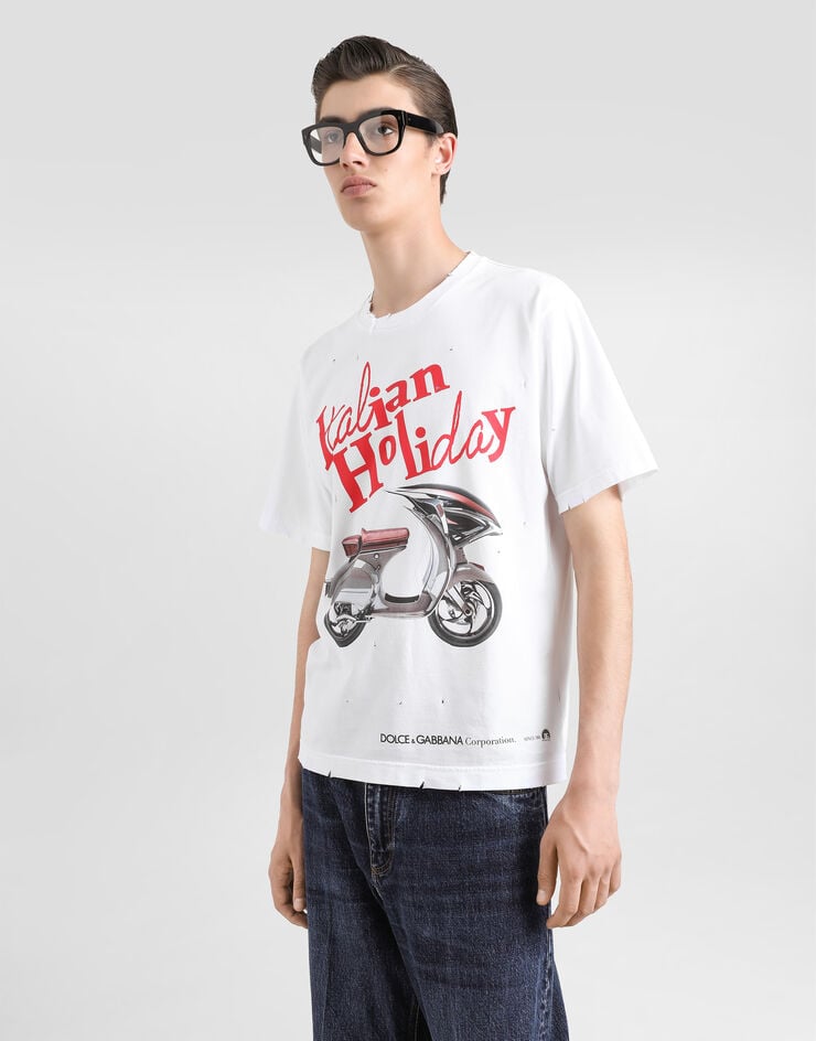 Dolce & Gabbana Camiseta De Algodón Con Estampado Vespa