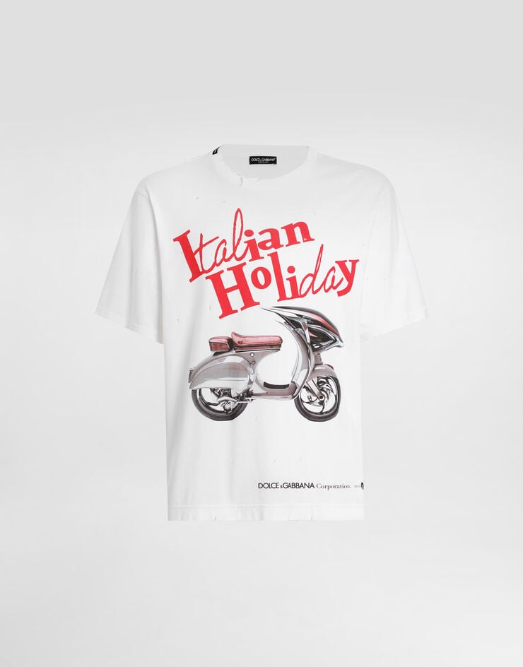 Dolce & Gabbana Camiseta De Algodón Con Estampado Vespa