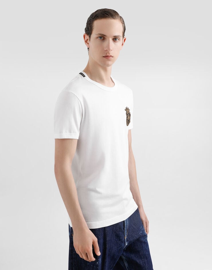 Dolce & Gabbana Camiseta De Algodón Con Parche Heráldico