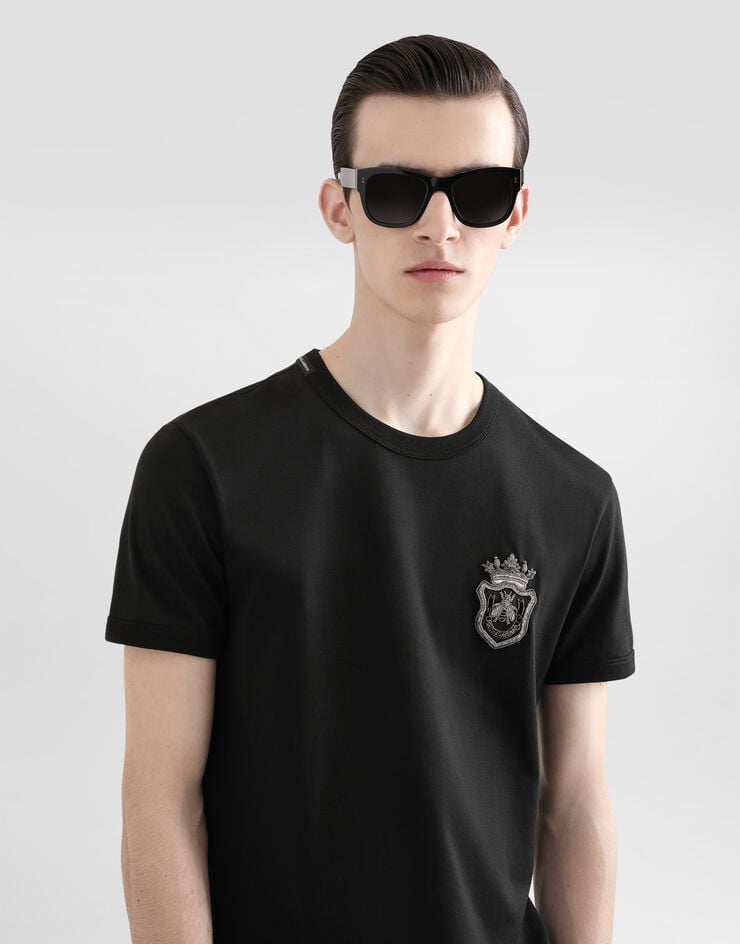 Dolce & Gabbana Camiseta De Algodón Con Parche Heráldico