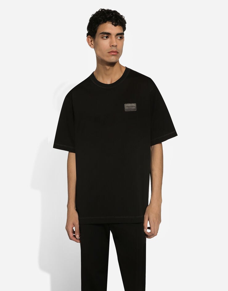 Dolce & Gabbana Camiseta De Algodón Con Placa Con Logotipo