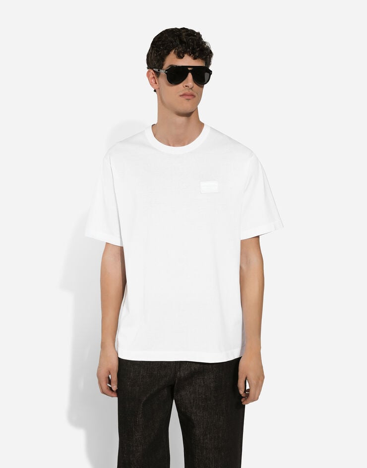 Dolce & Gabbana Camiseta De Algodón Con Placa Con Logotipo