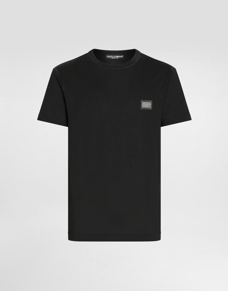 Dolce & Gabbana Camiseta de algodón con placa con logotipo