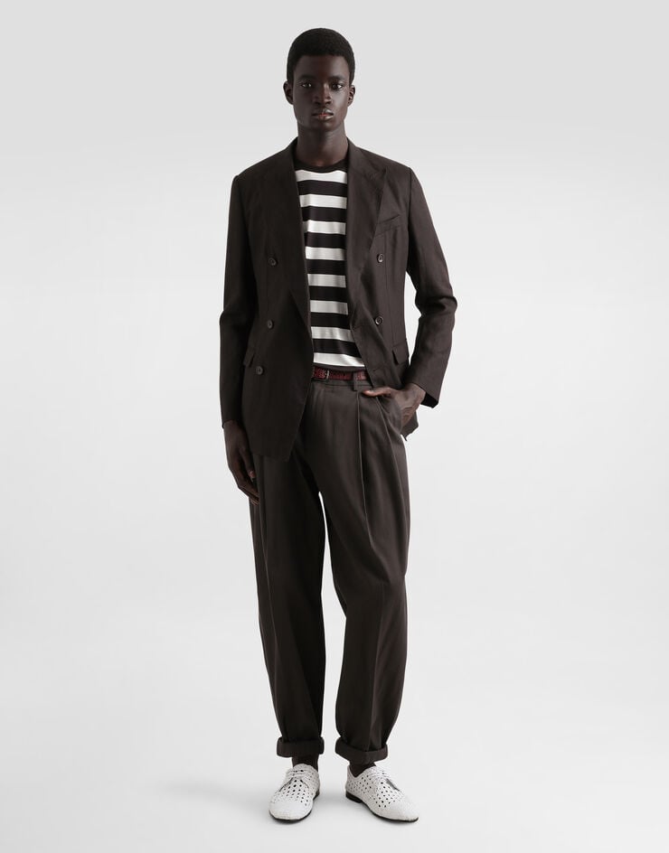 Dolce & Gabbana Camiseta De Manga Corta De Punto De Seda Con Estampado De Raya