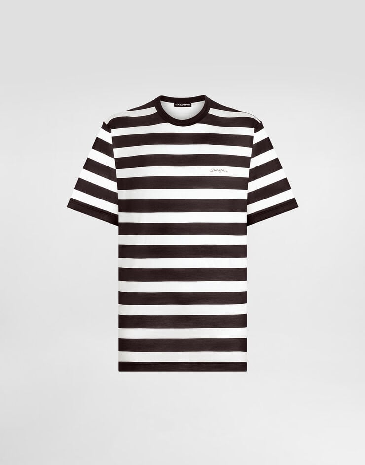 Dolce & Gabbana Camiseta de manga corta de punto de seda con estampado de raya