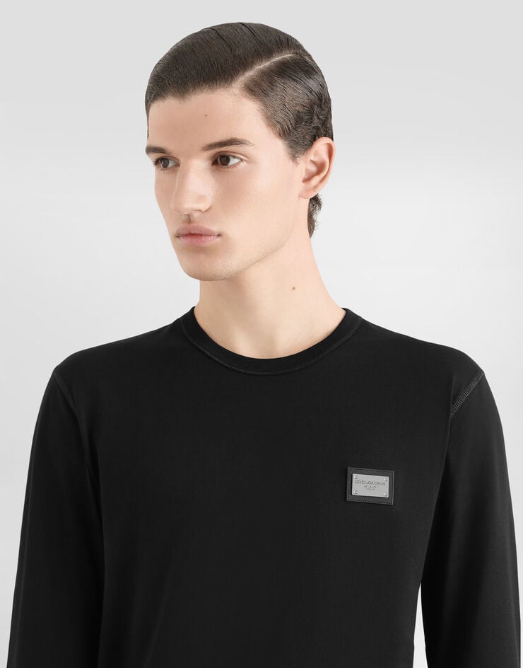 Dolce & Gabbana Camiseta De Manga Larga Con Placa Con Logotipo