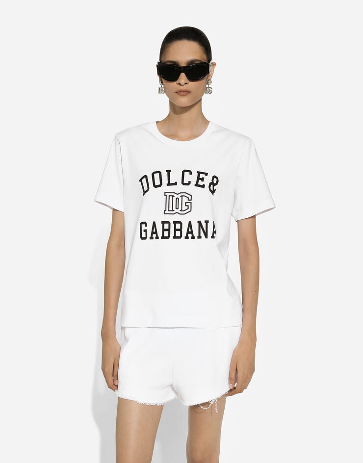 Dolce & Gabbana Camiseta De Punto Con Inscripción Y Bordado Del Logotipo Dolce&Gabbana