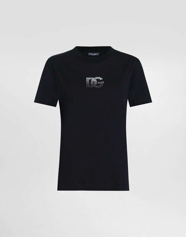 Dolce & Gabbana Camiseta de punto con logotipo DG bordado de strass