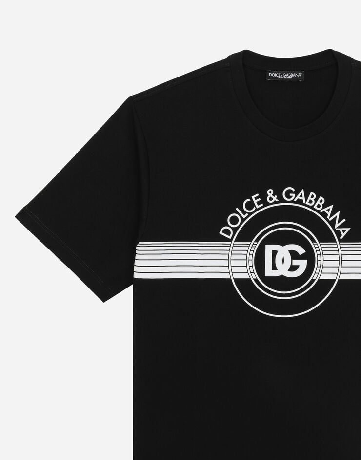 Dolce & Gabbana Camiseta En Interlock De Algodón Con Estampado Del Logotipo DG