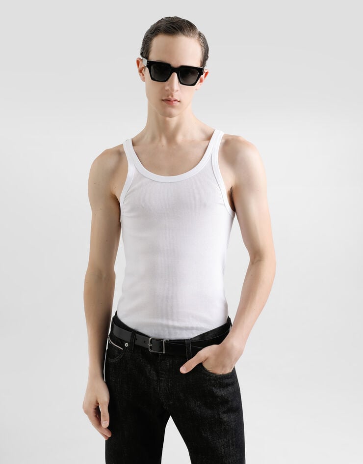 Dolce & Gabbana Camiseta Sin Mangas De Algodón Acanalado Lavado