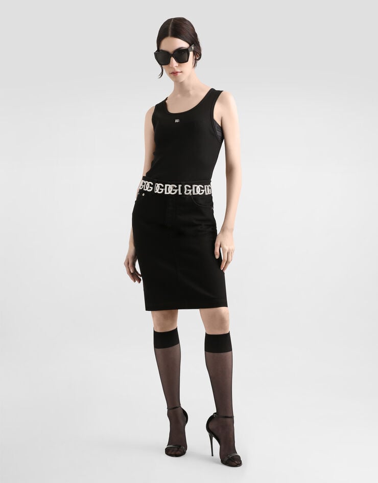 Dolce & Gabbana Camiseta Sin Mangas De Punto Acanalado Con Pin Logotipo DG