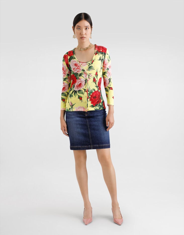 Dolce & Gabbana Camiseta Sin Mangas De Punto De Seda Con Estampado Bouquet