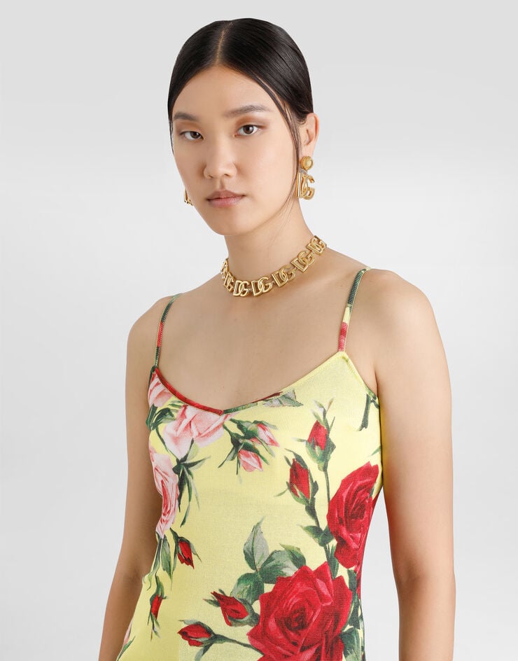Dolce & Gabbana Camiseta Sin Mangas De Punto De Seda Con Estampado Bouquet