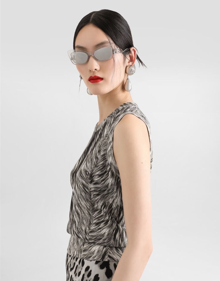 Dolce & Gabbana Camiseta Sin Mangas De Seda Estampado Piel De Animal