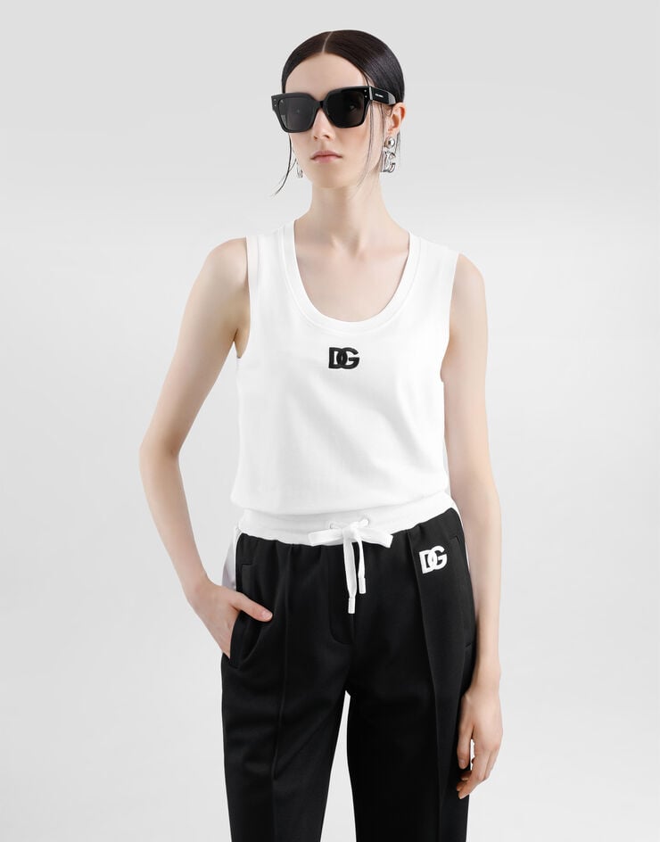 Dolce & Gabbana Camiseta Sin Mangas Holgada De Punto Con Logotipo DG Bordado