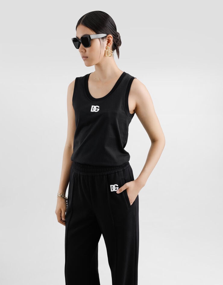 Dolce & Gabbana Camiseta Sin Mangas Holgada De Punto Con Logotipo DG Bordado