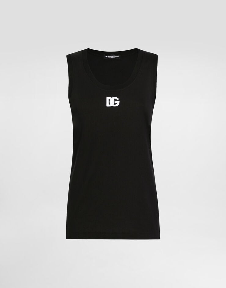 Dolce & Gabbana Camiseta sin mangas holgada de punto con logotipo DG bordado
