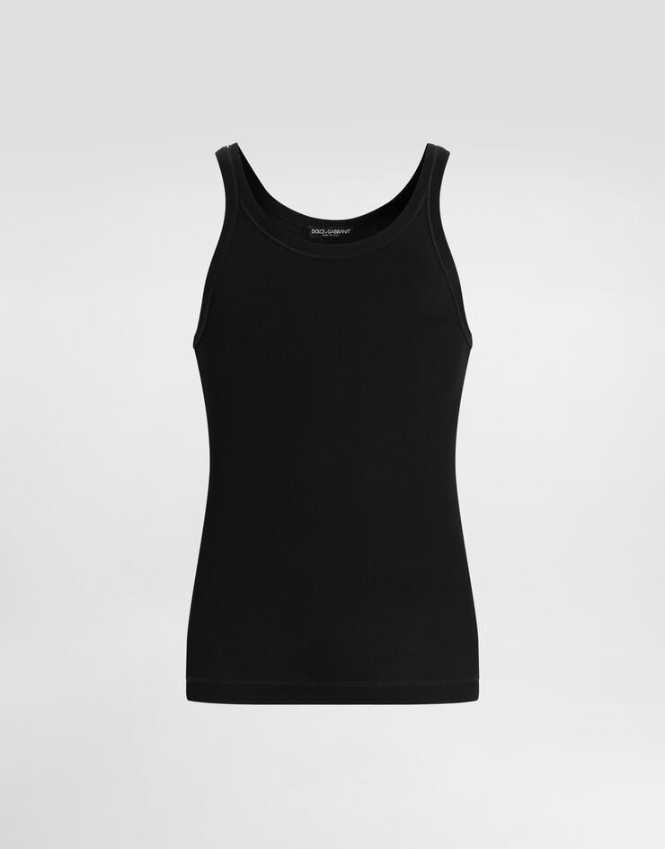 Dolce & Gabbana Camiseta sin mangas slim acanalada con placa