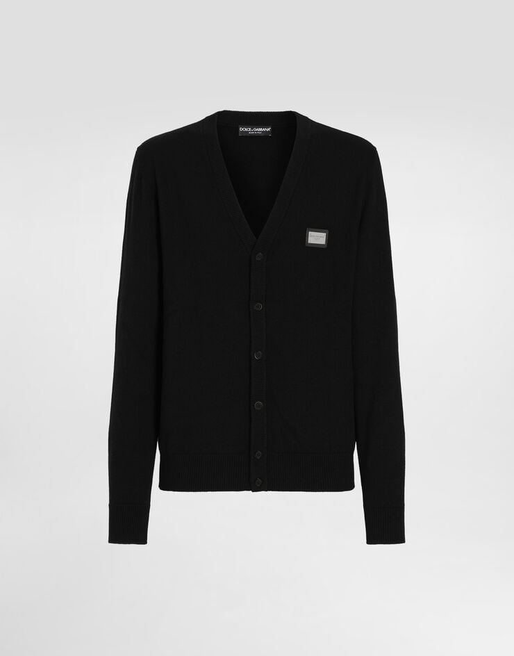 Dolce & Gabbana Cárdigan de lana y cachemira con placa con logotipo